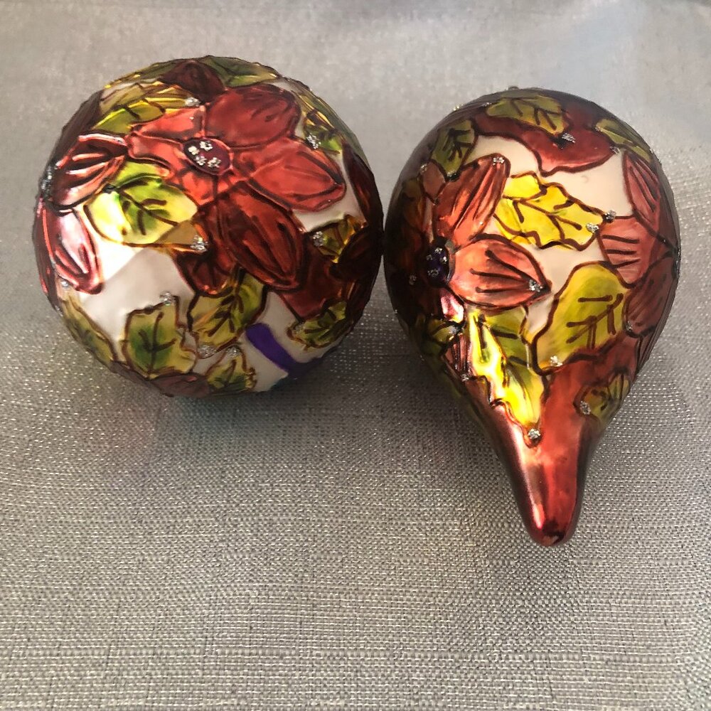 Cloisonne Ornaments Christmas Holiday Multi-colored Butterfly Filigree Vintage
